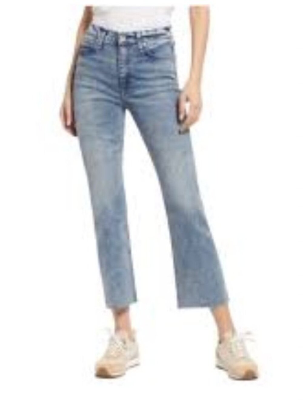 rag and bone Nina Flare Ankle Jeans Womens 25 High‎ Rise Pearl Wash Raw Hem